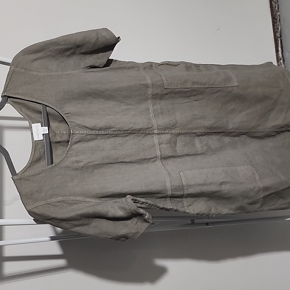 NWOT J. Jill 100% Linen Midi Ladenlook Pocket Dress - Picture 4 of 5